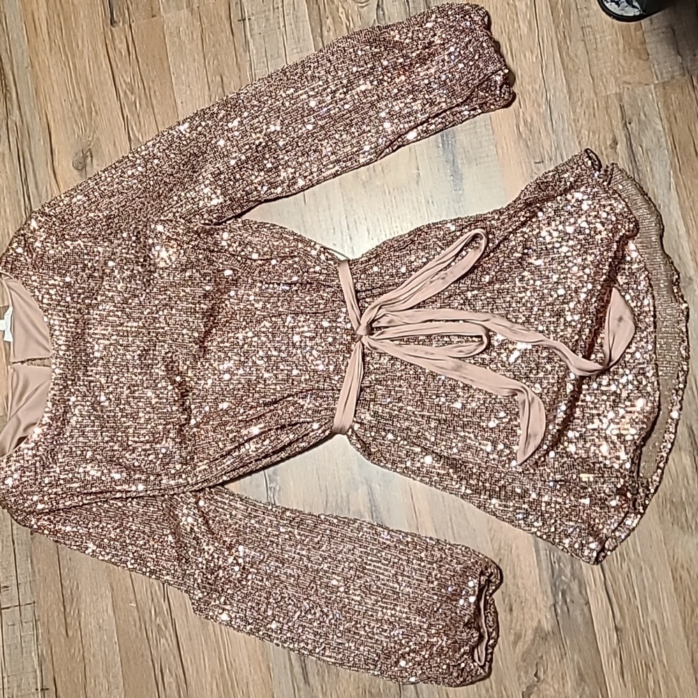 Rose Gold Sequence Dress. Size Large Gee Gee Brand